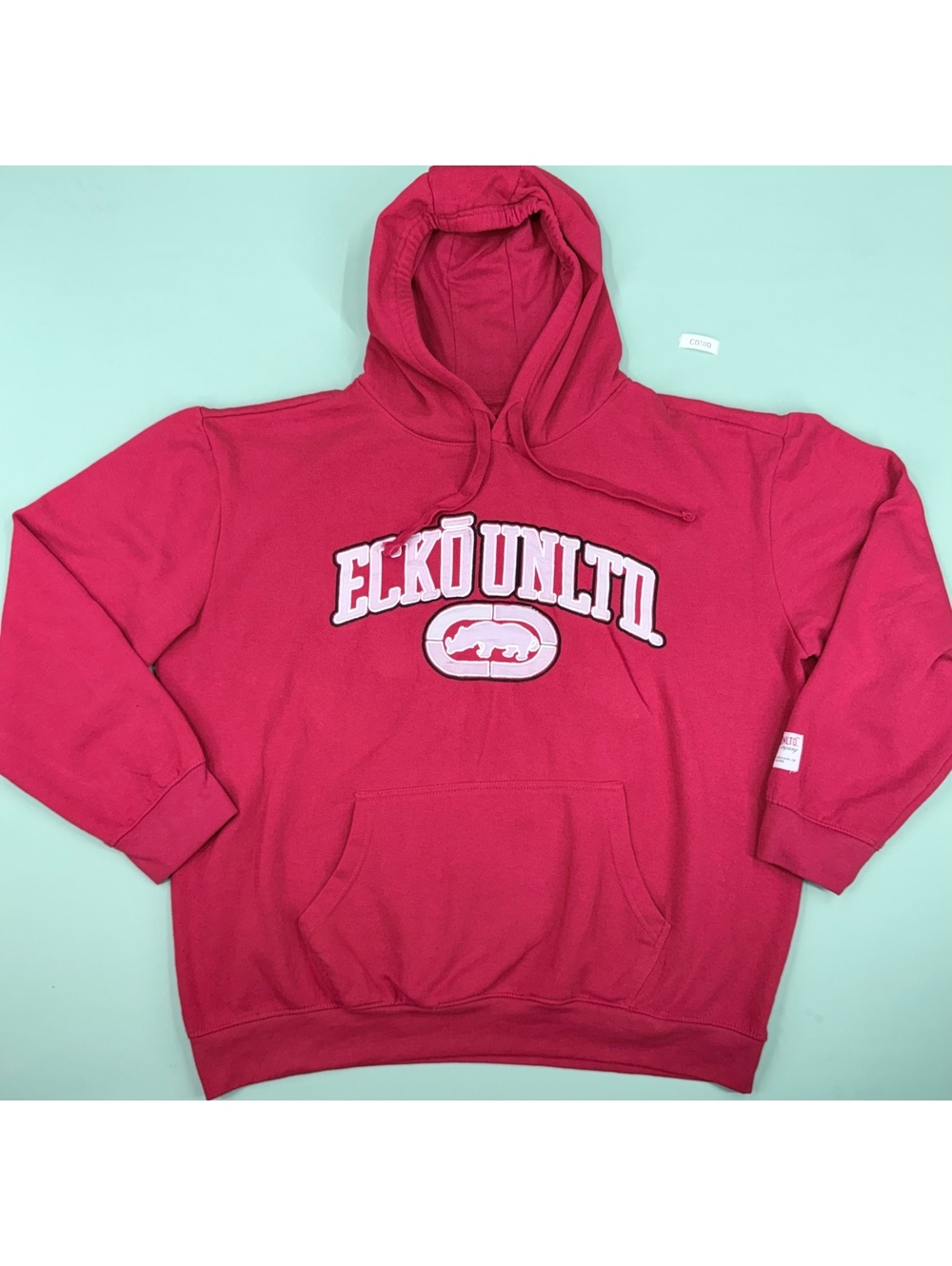 Vintage Ecko Unltd Red Pullover Hoodie with Front Pocket and Logo Embroidery
